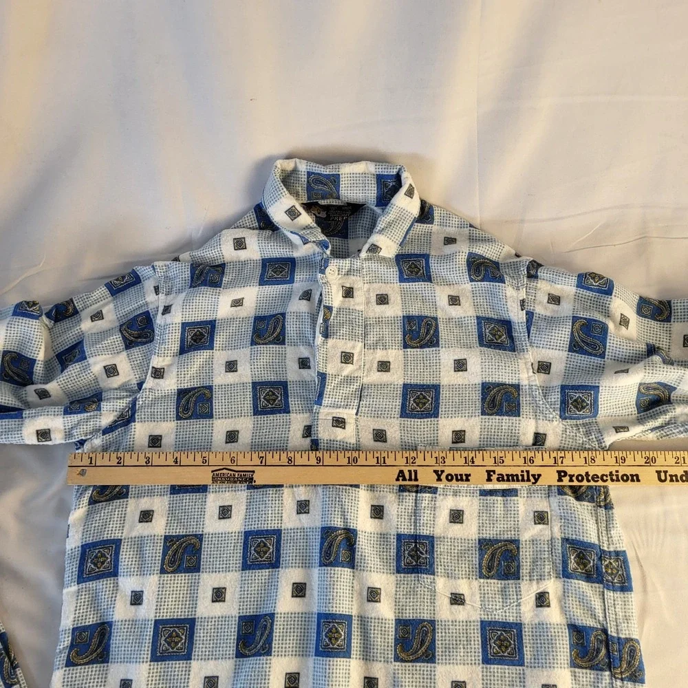 Towncraft Men's S Pajamas Penney's Sanforized Cotton Flannel Blue Plaid Paisley
